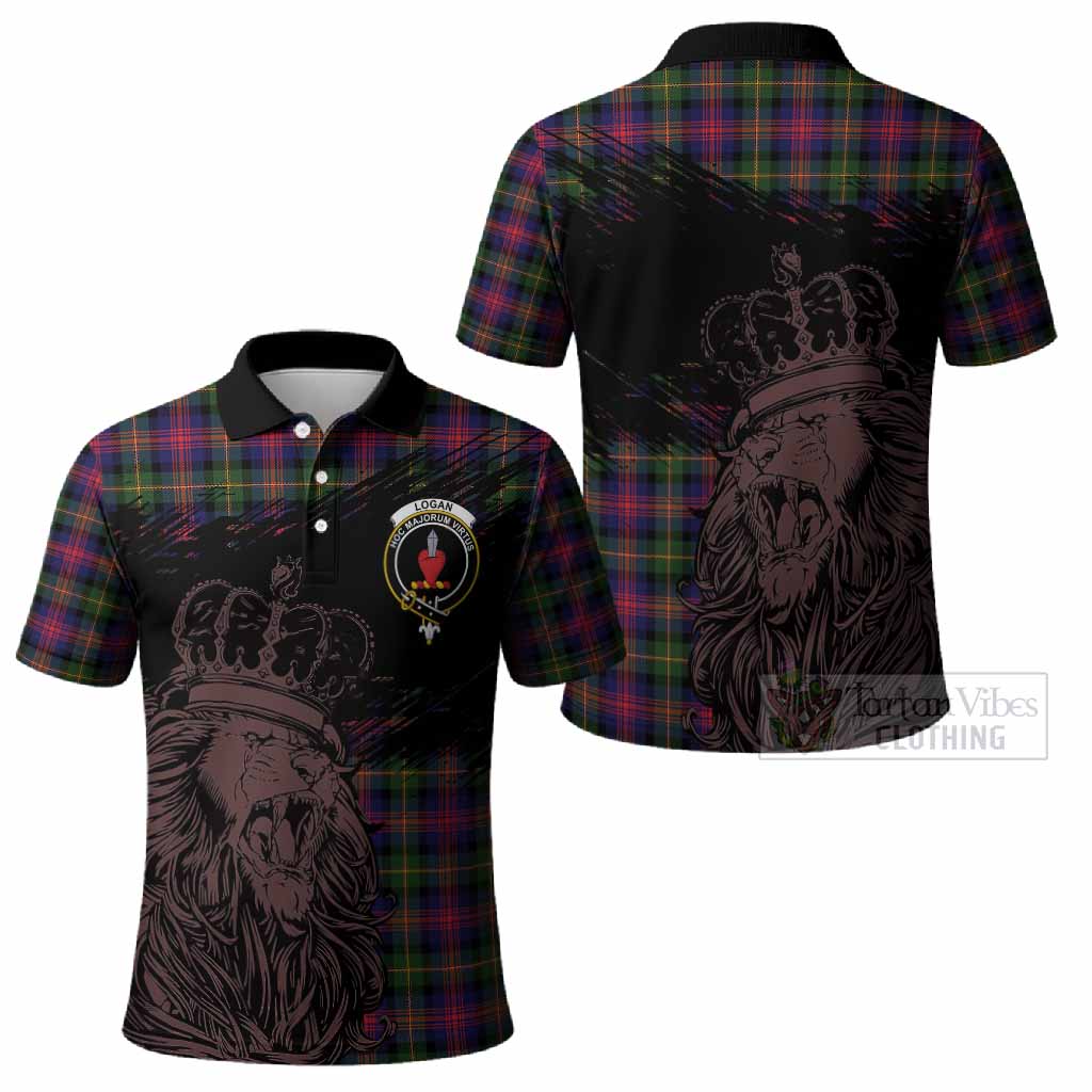 Logan Tartan Crest Polo Shirt Crowned Lion Heritage Style