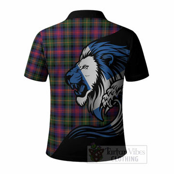 Logan Tartan Crest Polo Shirt Scottish Golden Lions Wave Flow