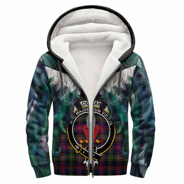 Logan Tartan Crest Sherpa Hoodie New Zealand Maori Korowai Cloak