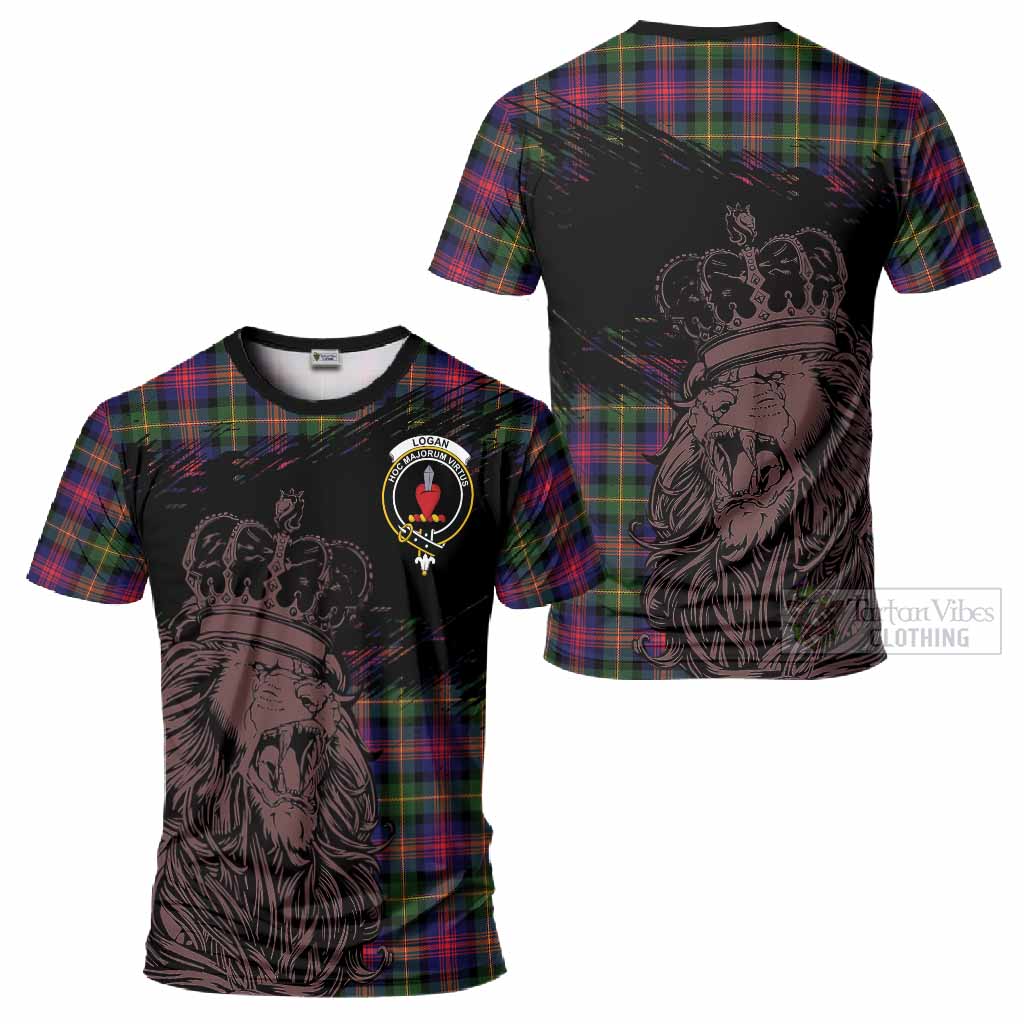 Logan Tartan Crest T-Shirt Crowned Lion Heritage Style