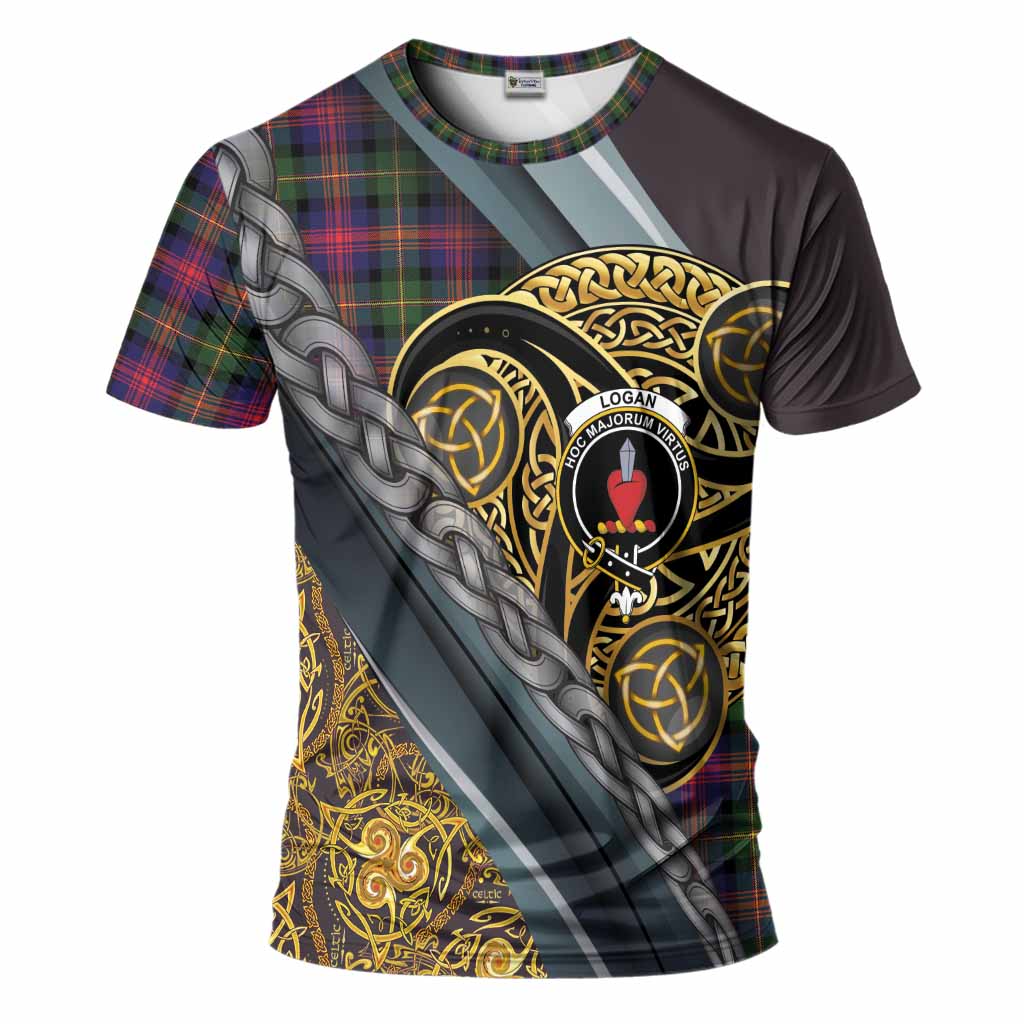 Logan Tartan Crest T-Shirt Scottish Triskele Celtic