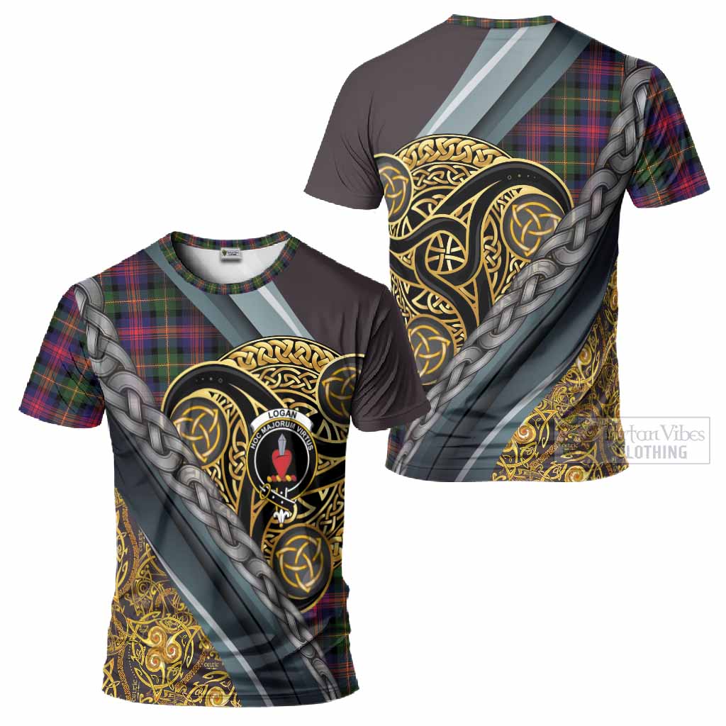 Logan Tartan Crest T-Shirt Scottish Triskele Celtic