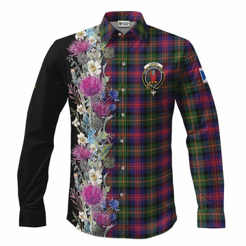 Logan Tartan Crest Thistle Floral Long Sleeve Button Shirts Men's Shirt S - Tartan Vibes Clothing