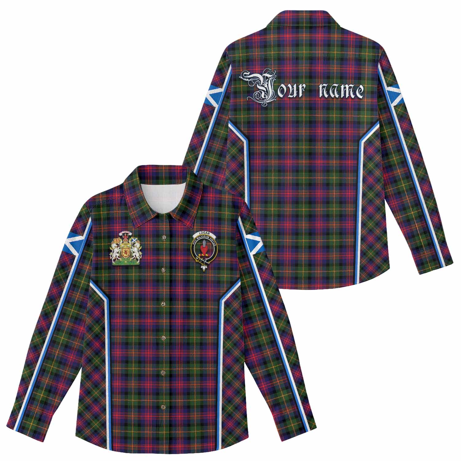 Logan Tartan Crest Women Casual Shirt Scotland Coat of Arm Flag Style - Tartan Vibes Clothing