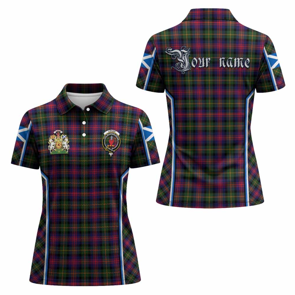 Logan Tartan Crest Women's Polo Shirt Scotland Coat of Arm Flag Style - Tartan Vibes Clothing