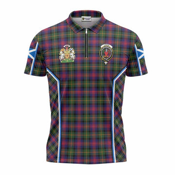 Logan Tartan Crest Zipper Polo Shirt Scotland Coat of Arm Flag Style
