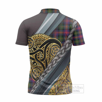 Logan Tartan Crest Zipper Polo Shirt Scottish Triskele Celtic