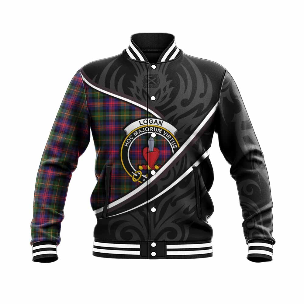 Logan Tartan Family Crest Baseball Jacket Celtic Scottish Thistle Floral - Tartan Vibes Clothing