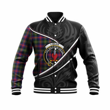 Logan Tartan Family Crest Baseball Jacket Celtic Scottish Thistle Floral - Tartan Vibes Clothing