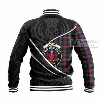 Logan Tartan Family Crest Baseball Jacket Celtic Scottish Thistle Floral - Tartan Vibes Clothing