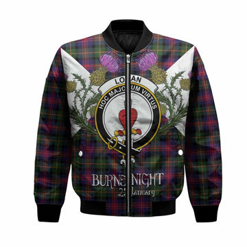 Logan Tartan Family Crest Bomber Jacket Scottish Burns Night Thistle Floral