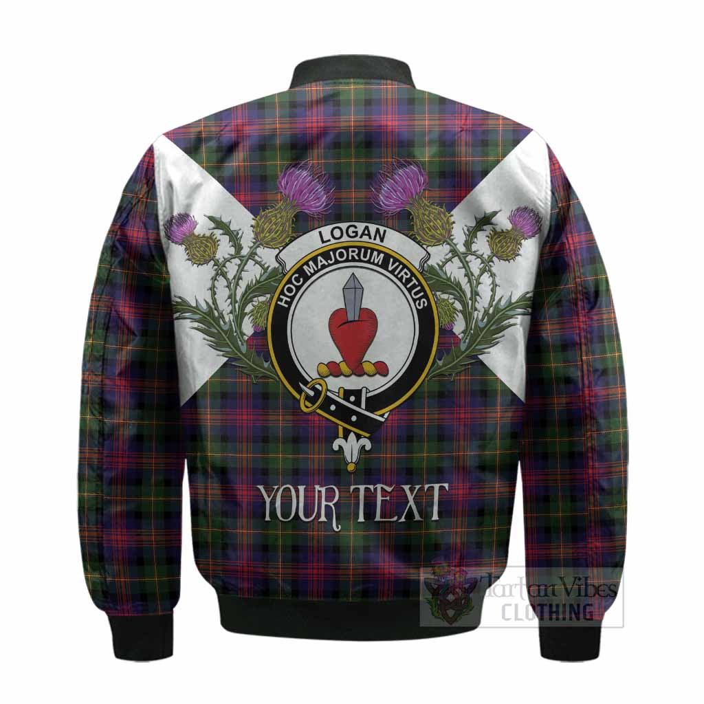 Logan Tartan Family Crest Bomber Jacket Scottish Burns Night Thistle Floral