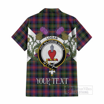 Logan Tartan Family Crest Cotton Hawaiian Shirt Scottish Burns Night Thistle Floral