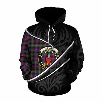 Logan Tartan Family Crest Cotton Hoodie Celtic Scottish Thistle Floral