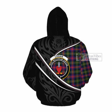 Logan Tartan Family Crest Cotton Hoodie Celtic Scottish Thistle Floral