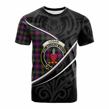 Logan Tartan Family Crest Cotton T-shirt Celtic Scottish Thistle Floral