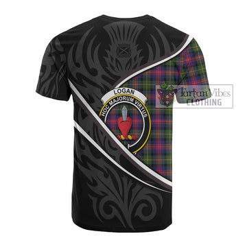 Logan Tartan Family Crest Cotton T-shirt Celtic Scottish Thistle Floral
