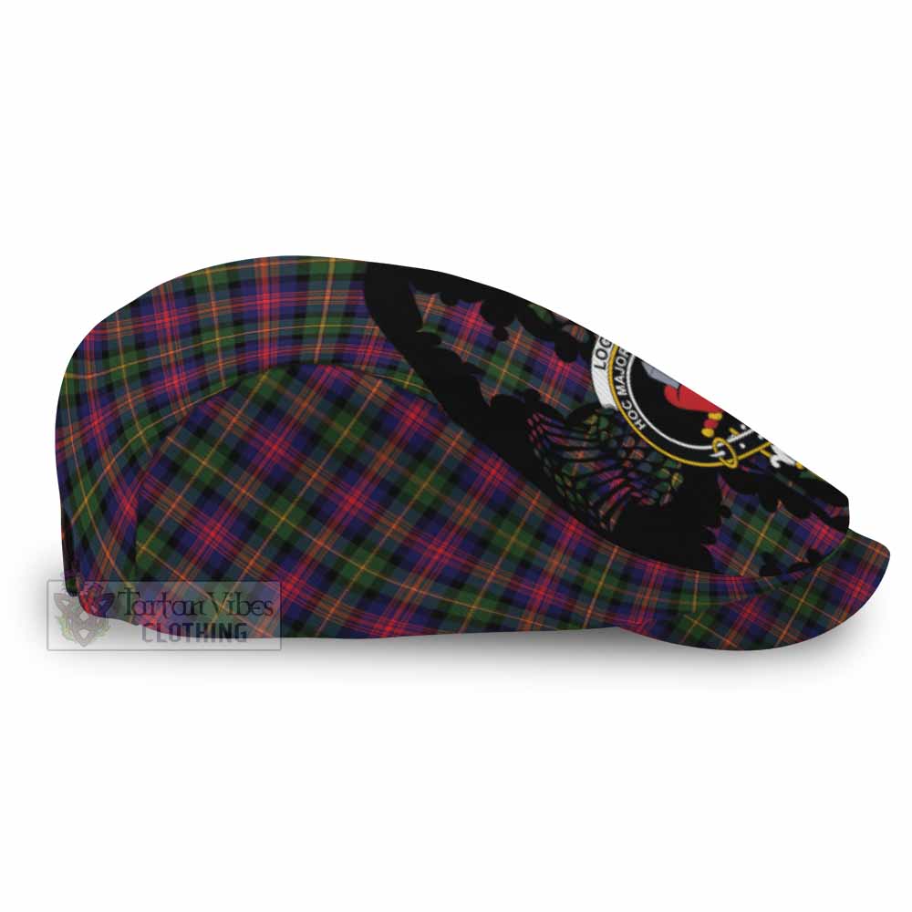 Logan Tartan Family Crest Flat Cap, Jeff Cap Scotland Thistle Floral