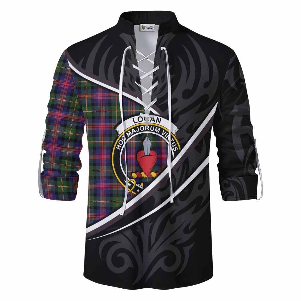 Logan Tartan Family Crest Ghillie Kilt Shirt Celtic Scottish Thistle Floral - Tartan Vibes Clothing