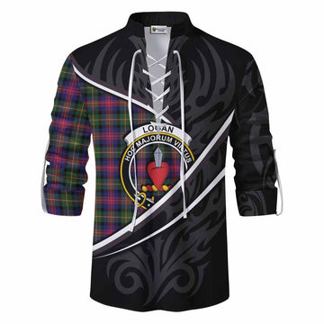 Logan Tartan Family Crest Ghillie Kilt Shirt Celtic Scottish Thistle Floral
