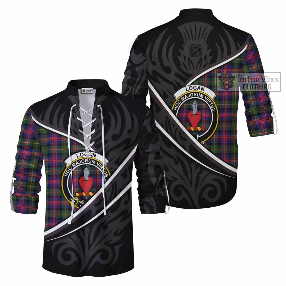 Logan Tartan Family Crest Ghillie Kilt Shirt Celtic Scottish Thistle Floral - Tartan Vibes Clothing