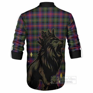 Logan Tartan Family Crest Ghillie Shirt Crowned Lion Roaring