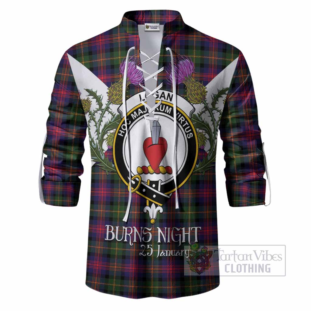 Logan Tartan Family Crest Ghillie Shirt Scottish Burns Night Thistle Floral