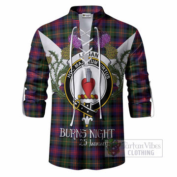 Logan Tartan Family Crest Ghillie Shirt Scottish Burns Night Thistle Floral