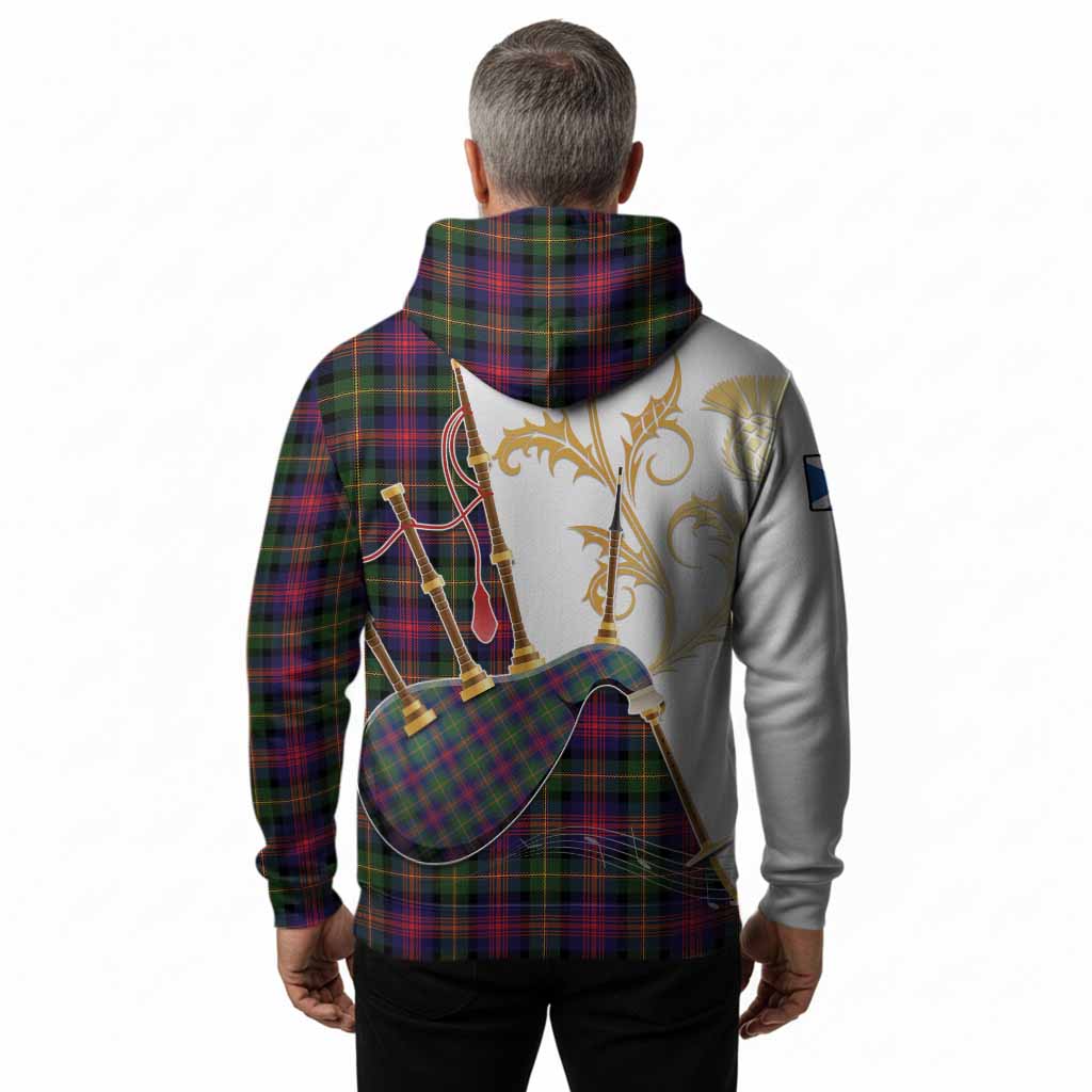 Logan Tartan Family Crest Hoodie Bagpipes with Scottish Thistle