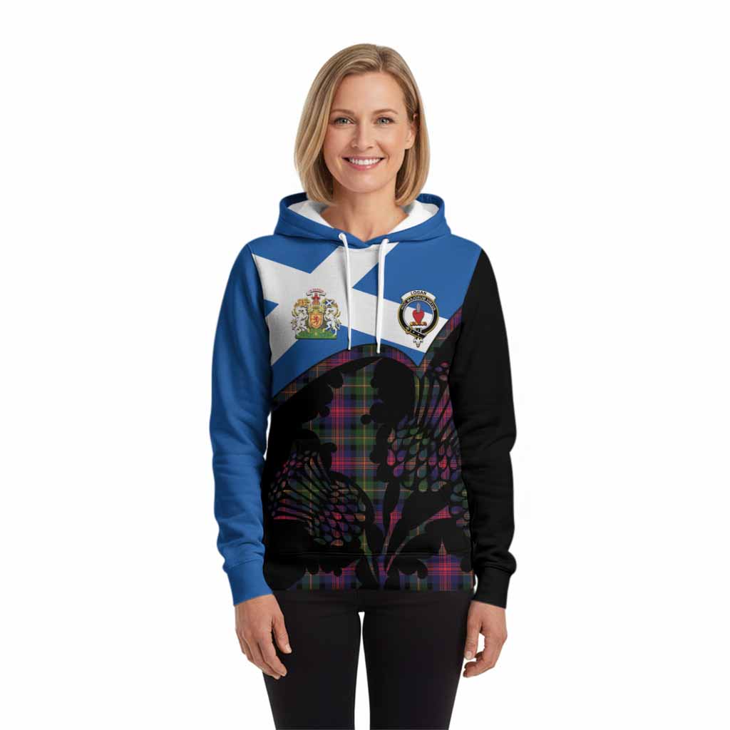 Logan Tartan Family Crest Hoodie Scotland Thistle Floral Flag Style