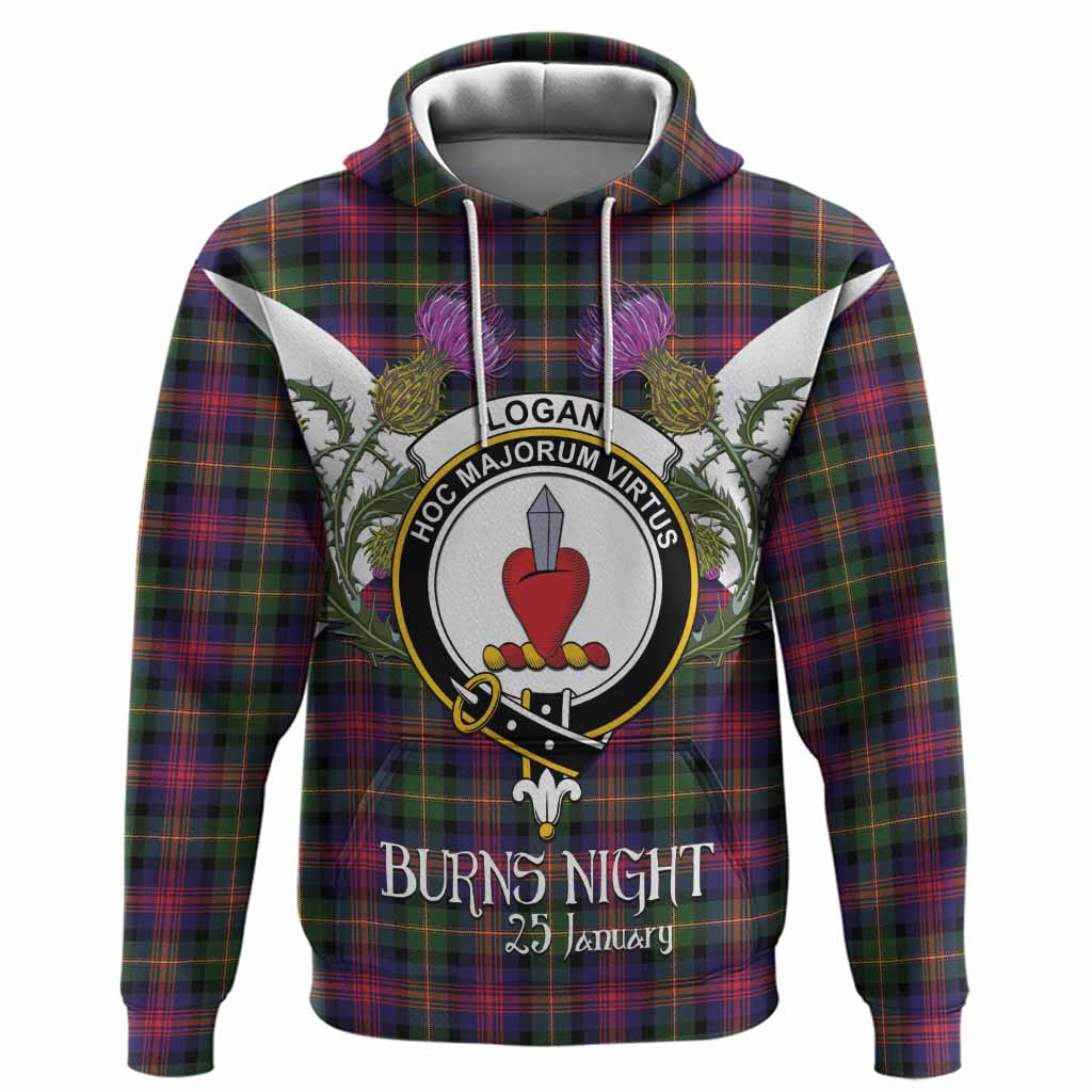 Logan Tartan Family Crest Hoodie Scottish Burns Night Thistle Floral