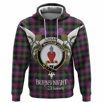 Logan Tartan Family Crest Hoodie Scottish Burns Night Thistle Floral