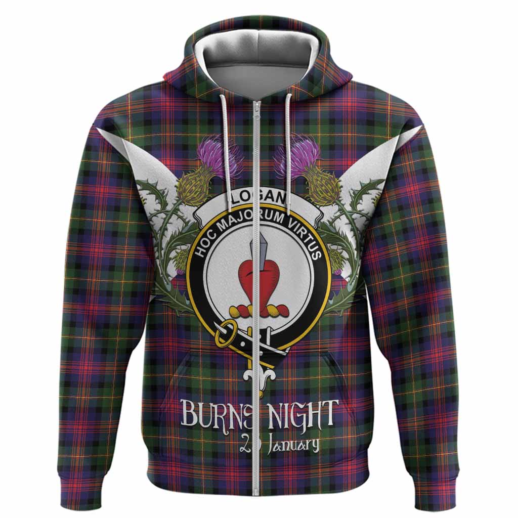 Logan Tartan Family Crest Hoodie Scottish Burns Night Thistle Floral