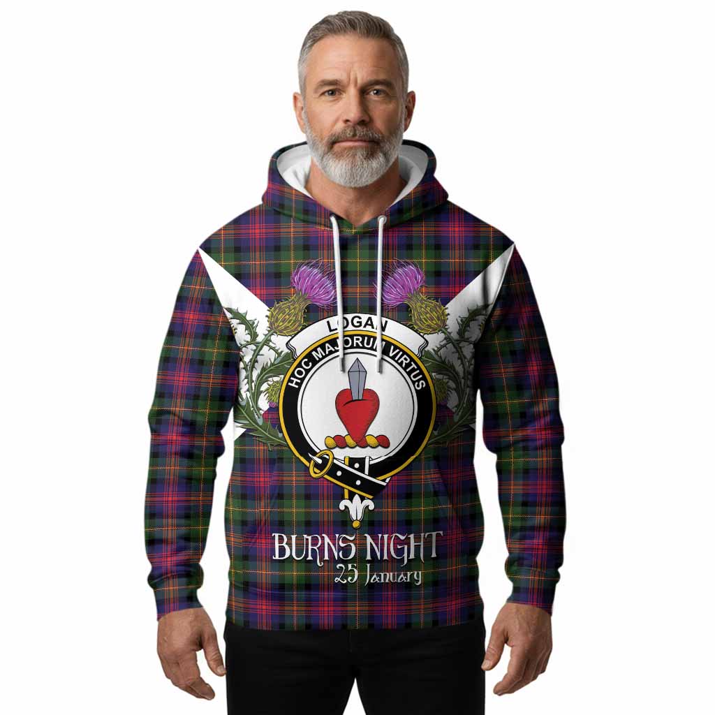 Logan Tartan Family Crest Hoodie Scottish Burns Night Thistle Floral