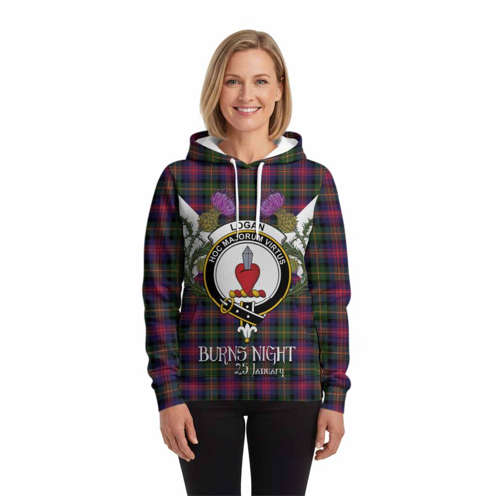 Logan Tartan Family Crest Hoodie Scottish Burns Night Thistle Floral