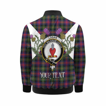 Logan Tartan Family Crest Kid Bomber Jacket Scottish Burns Night Thistle Floral