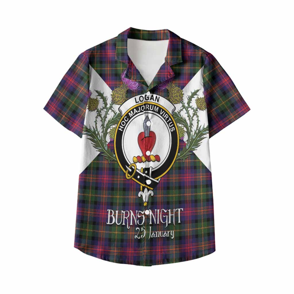 Logan Tartan Family Crest Kid Hawaiian Shirt Scottish Burns Night Thistle Floral