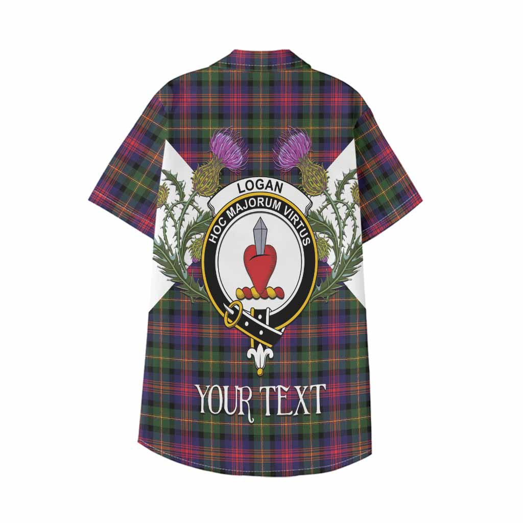 Logan Tartan Family Crest Kid Hawaiian Shirt Scottish Burns Night Thistle Floral