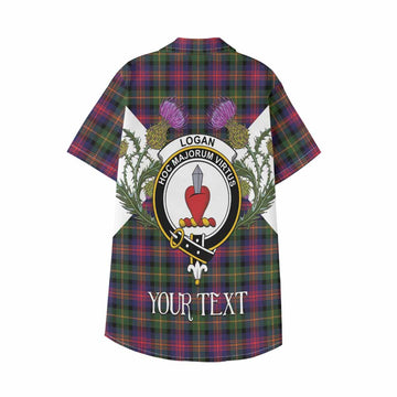 Logan Tartan Family Crest Kid Hawaiian Shirt Scottish Burns Night Thistle Floral