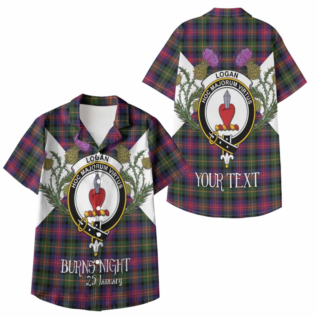 Logan Tartan Family Crest Kid Hawaiian Shirt Scottish Burns Night Thistle Floral