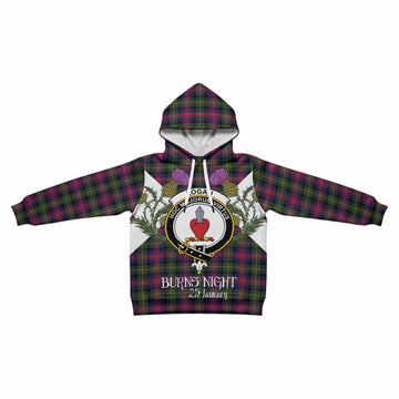 Logan Tartan Family Crest Kid Hoodie Scottish Burns Night Thistle Floral