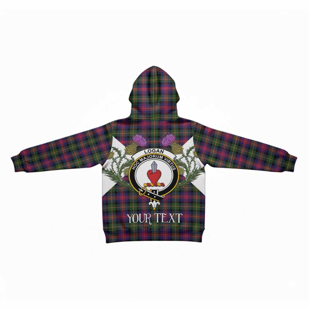 Logan Tartan Family Crest Kid Hoodie Scottish Burns Night Thistle Floral