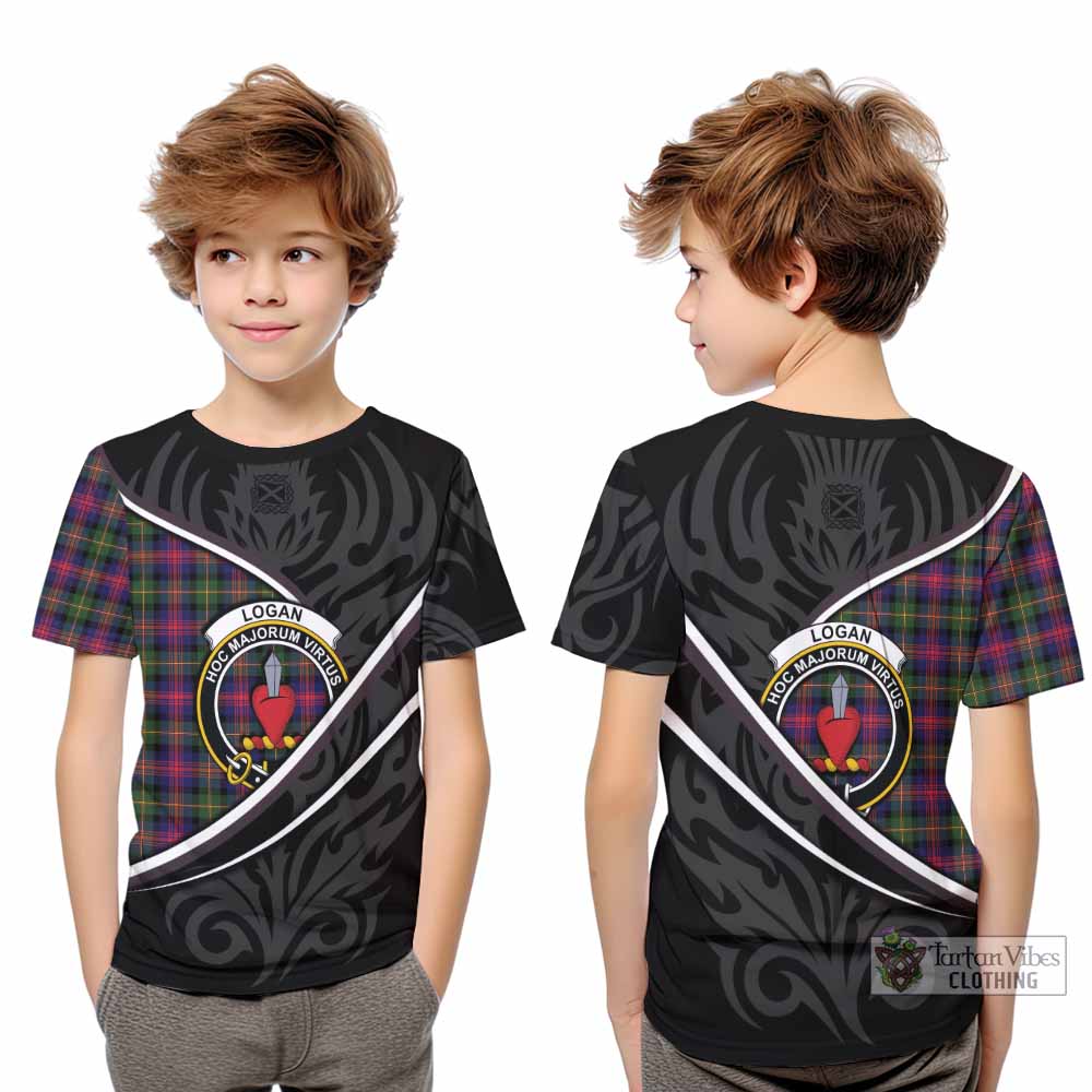 Logan Tartan Family Crest Kid T-shirt Celtic Scottish Thistle Floral - Tartan Vibes Clothing
