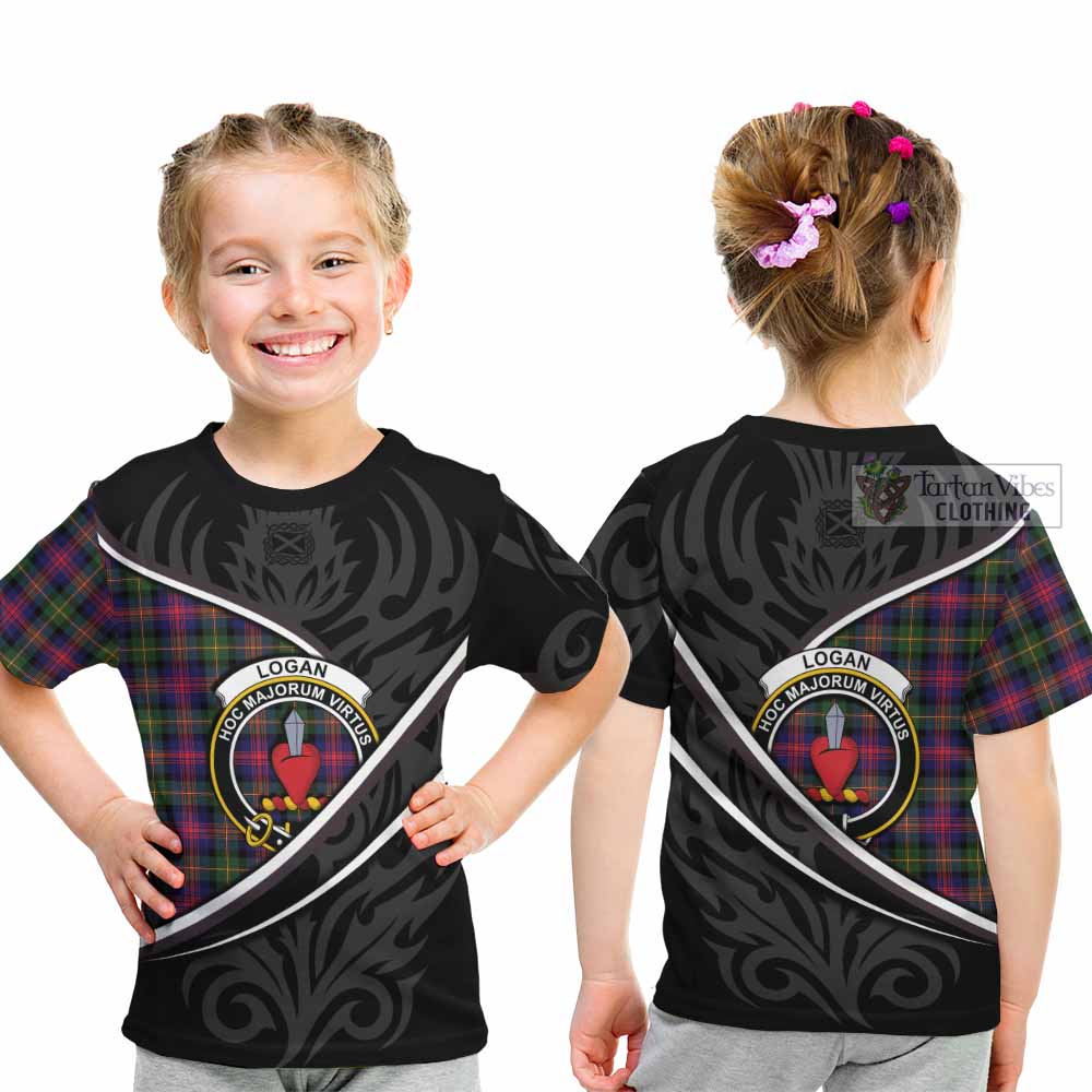 Logan Tartan Family Crest Kid T-shirt Celtic Scottish Thistle Floral - Tartan Vibes Clothing