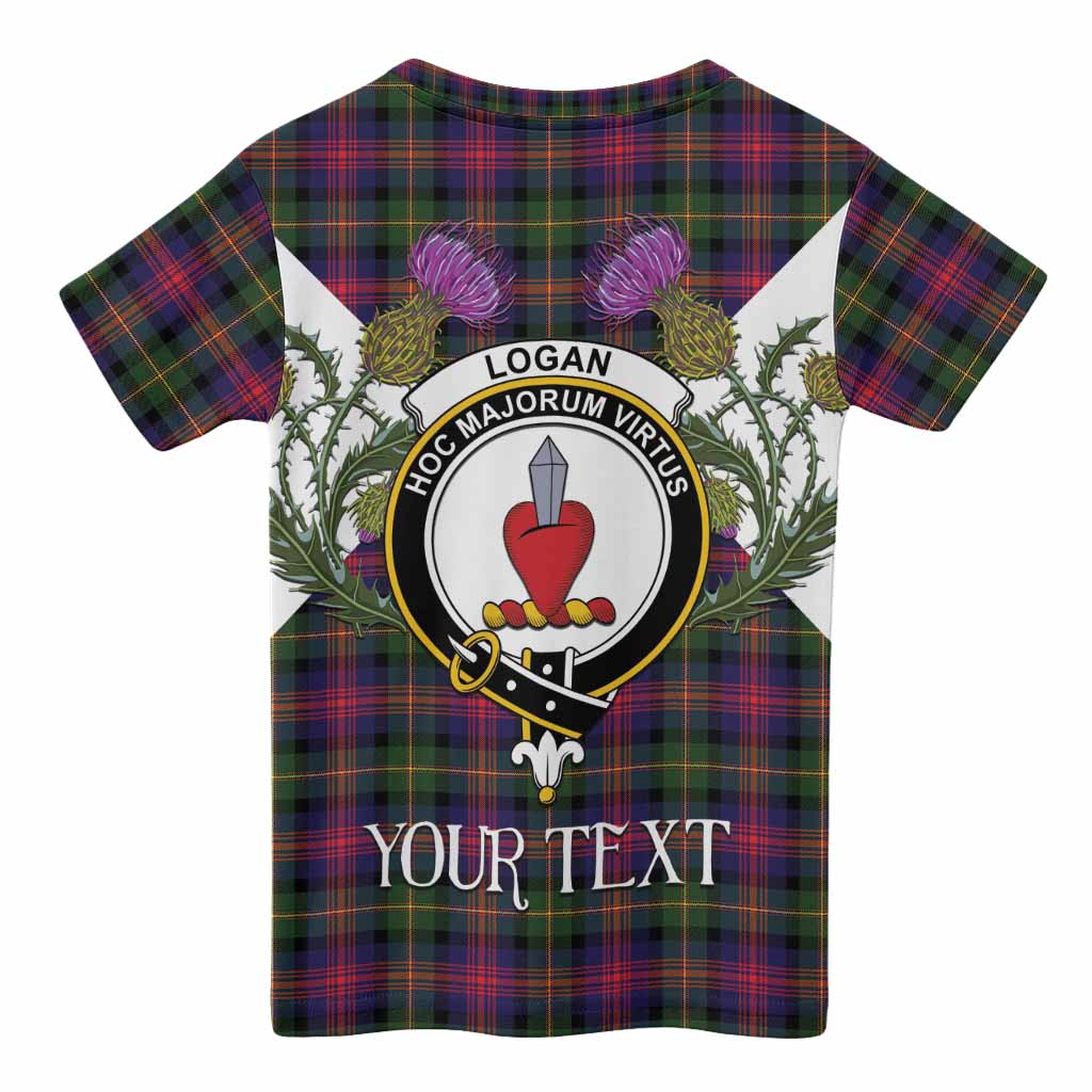 Logan Tartan Family Crest Kid T-shirt Scottish Burns Night Thistle Floral