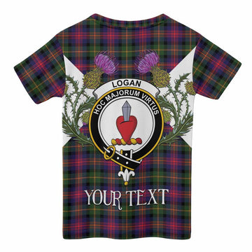 Logan Tartan Family Crest Kid T-shirt Scottish Burns Night Thistle Floral