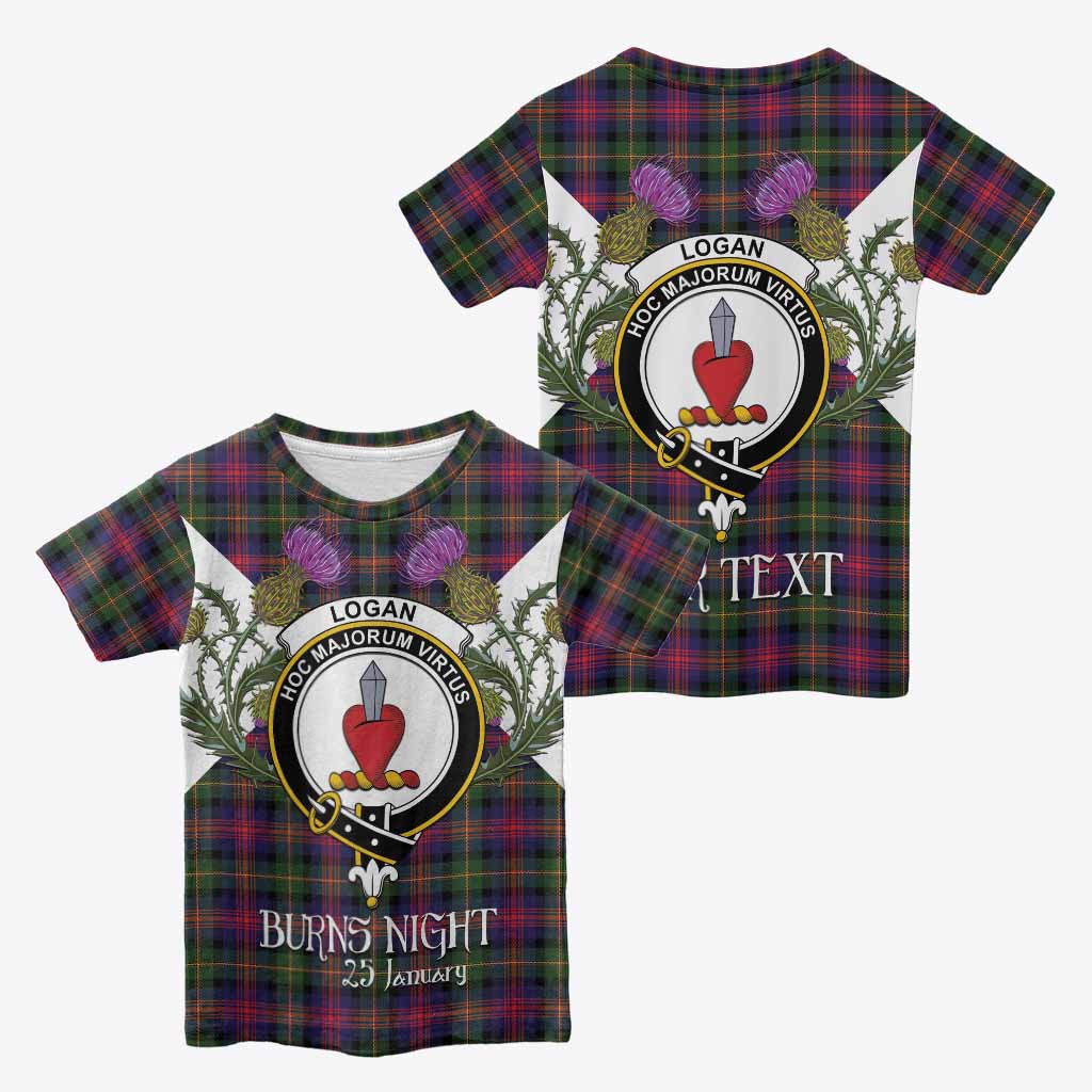Logan Tartan Family Crest Kid T-shirt Scottish Burns Night Thistle Floral