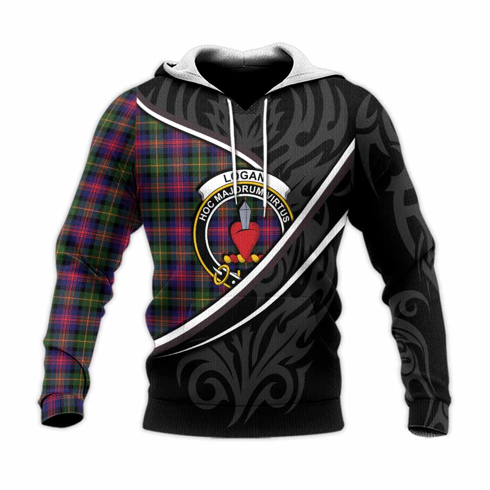Logan Tartan Family Crest Knitted Hoodie Celtic Scottish Thistle Floral - Tartan Vibes Clothing