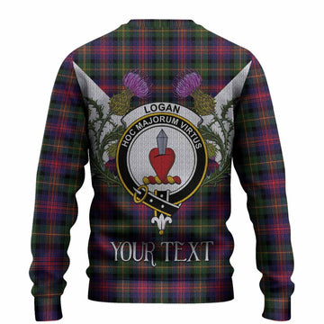 Logan Tartan Family Crest Knitted Sweater Scottish Burns Night Thistle Floral