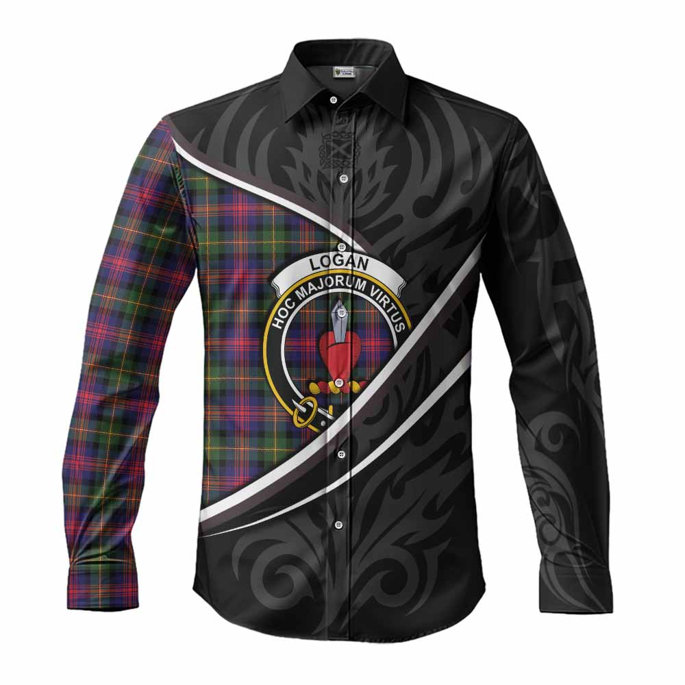 Logan Tartan Family Crest Long Sleeve Button Shirts Celtic Scottish Thistle Floral - Tartan Vibes Clothing